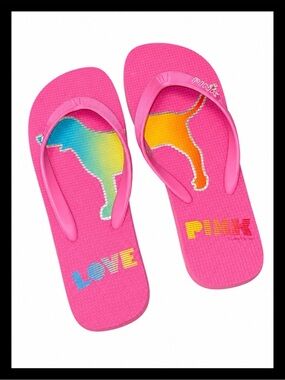 💕ⓅⒾⓃⓀ ⓋⓈ Y2K Rainbow Split Dog Flip Flop✨NWT✨💕